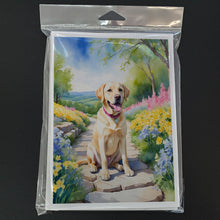 Load image into Gallery viewer, Labrador Retriever Spring Path Greeting Cards - Blank Note Cards – 8-Pack of Artist-Designed Cards with Envelopes