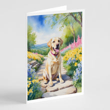 Load image into Gallery viewer, Labrador Retriever Spring Path Greeting Cards - Blank Note Cards – 8-Pack of Artist-Designed Cards with Envelopes