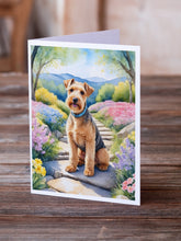Load image into Gallery viewer, Lakeland Terrier Spring Path Greeting Cards - Blank Note Cards – 8-Pack of Artist-Designed Cards with Envelopes