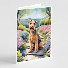 Load image into Gallery viewer, Lakeland Terrier Spring Path Greeting Cards - Blank Note Cards – 8-Pack of Artist-Designed Cards with Envelopes