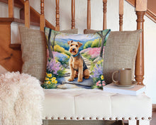 Load image into Gallery viewer, Lakeland Terrier Spring Path Throw Pillow - 14x14 Decorative Pillow – Art for Your Home &amp; Patio