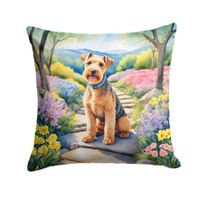 Load image into Gallery viewer, Lakeland Terrier Spring Path Throw Pillow - 14x14 Decorative Pillow – Art for Your Home &amp; Patio