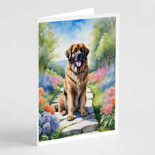Load image into Gallery viewer, Leonberger Spring Path Greeting Cards - Blank Note Cards – 8-Pack of Artist-Designed Cards with Envelopes