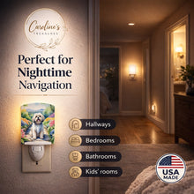 Load image into Gallery viewer, Lhasa Apso Spring Path Ceramic Night Light Compact, UL-Certified, Ideal for Bedroom, Bathroom, Nursery, Hallway, Kitchen, 6x4x3, Multicolor