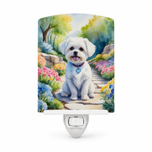 Load image into Gallery viewer, Maltese Spring Path Ceramic Night Light Compact, UL-Certified, Ideal for Bedroom, Bathroom, Nursery, Hallway, Kitchen, 6x4x3, Multicolor