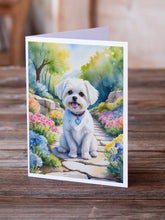 Load image into Gallery viewer, Maltese Spring Path Greeting Cards - Blank Note Cards – 8-Pack of Artist-Designed Cards with Envelopes