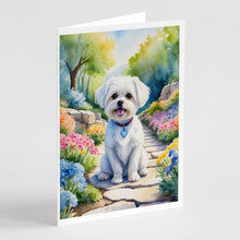 Load image into Gallery viewer, Maltese Spring Path Greeting Cards - Blank Note Cards – 8-Pack of Artist-Designed Cards with Envelopes