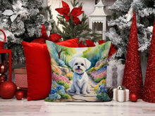 Load image into Gallery viewer, Maltese Spring Path Throw Pillow - 14x14 Decorative Pillow – Art for Your Home &amp; Patio