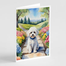 Load image into Gallery viewer, Maltipoo Spring Path Greeting Cards - Blank Note Cards – 8-Pack of Artist-Designed Cards with Envelopes