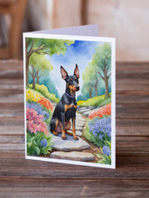 Load image into Gallery viewer, Manchester Terrier Spring Path Greeting Cards - Blank Note Cards – 8-Pack of Artist-Designed Cards with Envelopes