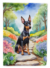Load image into Gallery viewer, Manchester Terrier Spring Path Garden Flag  – Dog-Themed Floral Outdoor Decor