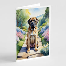 Load image into Gallery viewer, Mastiff Spring Path Greeting Cards - Blank Note Cards – 8-Pack of Artist-Designed Cards with Envelopes
