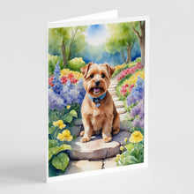 Load image into Gallery viewer, Norfolk Terrier Spring Path Greeting Cards - Blank Note Cards – 8-Pack of Artist-Designed Cards with Envelopes
