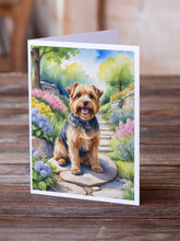 Load image into Gallery viewer, Norfolk Terrier Spring Path Greeting Cards - Blank Note Cards – 8-Pack of Artist-Designed Cards with Envelopes