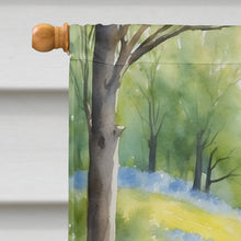 Load image into Gallery viewer, Norwegian Elkhound Spring Path House Flag