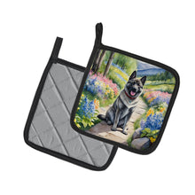 Load image into Gallery viewer, Norwegian Elkhound Spring Path Pot Holders - Set of 2 Decorative Kitchen Helpers | Made in the USA