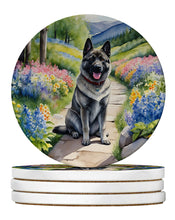Load image into Gallery viewer, Norwegian Elkhound Spring Path Large Sandstone Coasters Pack of 4
