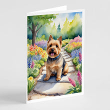 Load image into Gallery viewer, Norwich Terrier Spring Path Greeting Cards - Blank Note Cards – 8-Pack of Artist-Designed Cards with Envelopes