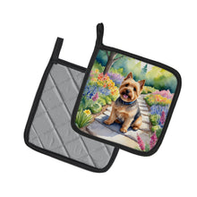 Load image into Gallery viewer, Norwich Terrier Spring Path Pot Holders - Set of 2 Decorative Kitchen Helpers | Made in the USA