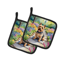 Load image into Gallery viewer, Norwich Terrier Spring Path Pot Holders - Set of 2 Decorative Kitchen Helpers | Made in the USA