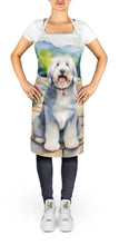 Load image into Gallery viewer, Old English Sheepdog Spring Path Apron – Artist-Designed Kitchen, BBQ &amp; Craft Apron