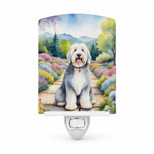 Load image into Gallery viewer, Old English Sheepdog Spring Path Ceramic Night Light Compact, UL-Certified, Ideal for Bedroom, Bathroom, Nursery, Hallway, Kitchen, 6x4x3, Multicolor