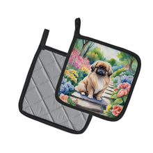Load image into Gallery viewer, Pekingese Spring Path Pot Holders - Set of 2 Decorative Kitchen Helpers | Made in the USA