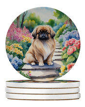 Load image into Gallery viewer, Pekingese Spring Path Large Sandstone Coasters Pack of 4