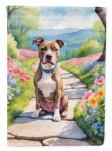 Load image into Gallery viewer, Pit Bull Terrier Spring Path Garden Flag  – Dog-Themed Floral Outdoor Decor