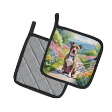 Load image into Gallery viewer, Pit Bull Terrier Spring Path Pot Holders - Set of 2 Decorative Kitchen Helpers | Made in the USA