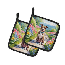 Load image into Gallery viewer, Pit Bull Terrier Spring Path Pot Holders - Set of 2 Decorative Kitchen Helpers | Made in the USA