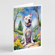 Load image into Gallery viewer, Pit Bull Terrier Spring Path Greeting Cards - Blank Note Cards – 8-Pack of Artist-Designed Cards with Envelopes