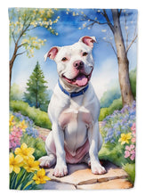 Load image into Gallery viewer, Pit Bull Terrier Spring Path Garden Flag  – Dog-Themed Floral Outdoor Decor