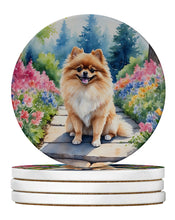 Load image into Gallery viewer, Pomeranian Spring Path Large Sandstone Coasters Pack of 4