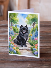 Load image into Gallery viewer, Pomeranian Spring Path Greeting Cards - Blank Note Cards – 8-Pack of Artist-Designed Cards with Envelopes