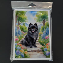 Load image into Gallery viewer, Pomeranian Spring Path Greeting Cards - Blank Note Cards – 8-Pack of Artist-Designed Cards with Envelopes