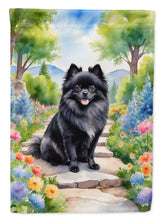 Load image into Gallery viewer, Pomeranian Spring Path Garden Flag  – Dog-Themed Floral Outdoor Decor