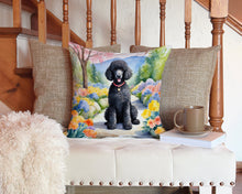 Load image into Gallery viewer, Black Poodle Spring Path Throw Pillow - 14x14 Decorative Pillow – Art for Your Home &amp; Patio