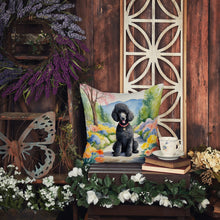 Load image into Gallery viewer, Black Poodle Spring Path Throw Pillow - 14x14 Decorative Pillow – Art for Your Home &amp; Patio