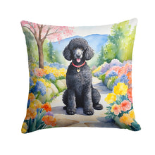 Load image into Gallery viewer, Black Poodle Spring Path Throw Pillow - 14x14 Decorative Pillow – Art for Your Home &amp; Patio