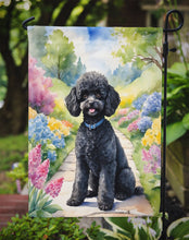 Load image into Gallery viewer, Black Poodle Spring Path Garden Flag  – Dog-Themed Floral Outdoor Decor