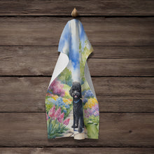 Load image into Gallery viewer, Black Poodle Spring Path Kitchen Towel