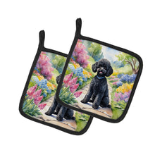 Load image into Gallery viewer, Black Poodle Spring Path Pot Holders - Set of 2 Decorative Kitchen Helpers | Made in the USA