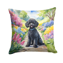 Load image into Gallery viewer, Black Poodle Spring Path Throw Pillow