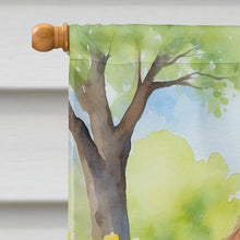 Load image into Gallery viewer, Chocolate Poodle Spring Path House Flag