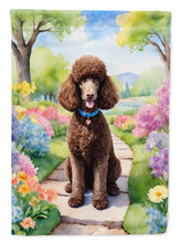 Load image into Gallery viewer, Chocolate Poodle Spring Path House Flag