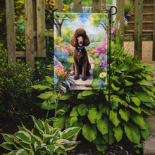 Load image into Gallery viewer, Chocolate Poodle Spring Path Garden Flag  – Dog-Themed Floral Outdoor Decor