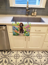 Load image into Gallery viewer, Chocolate Poodle Spring Path Kitchen Towel