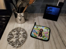 Load image into Gallery viewer, Chocolate Poodle Spring Path Pot Holders - Set of 2 Decorative Kitchen Helpers | Made in the USA