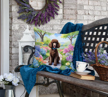 Load image into Gallery viewer, Chocolate Poodle Spring Path Throw Pillow
